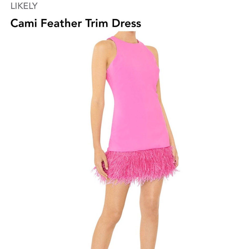 Likely brand Pink Dress with Feather Hem
